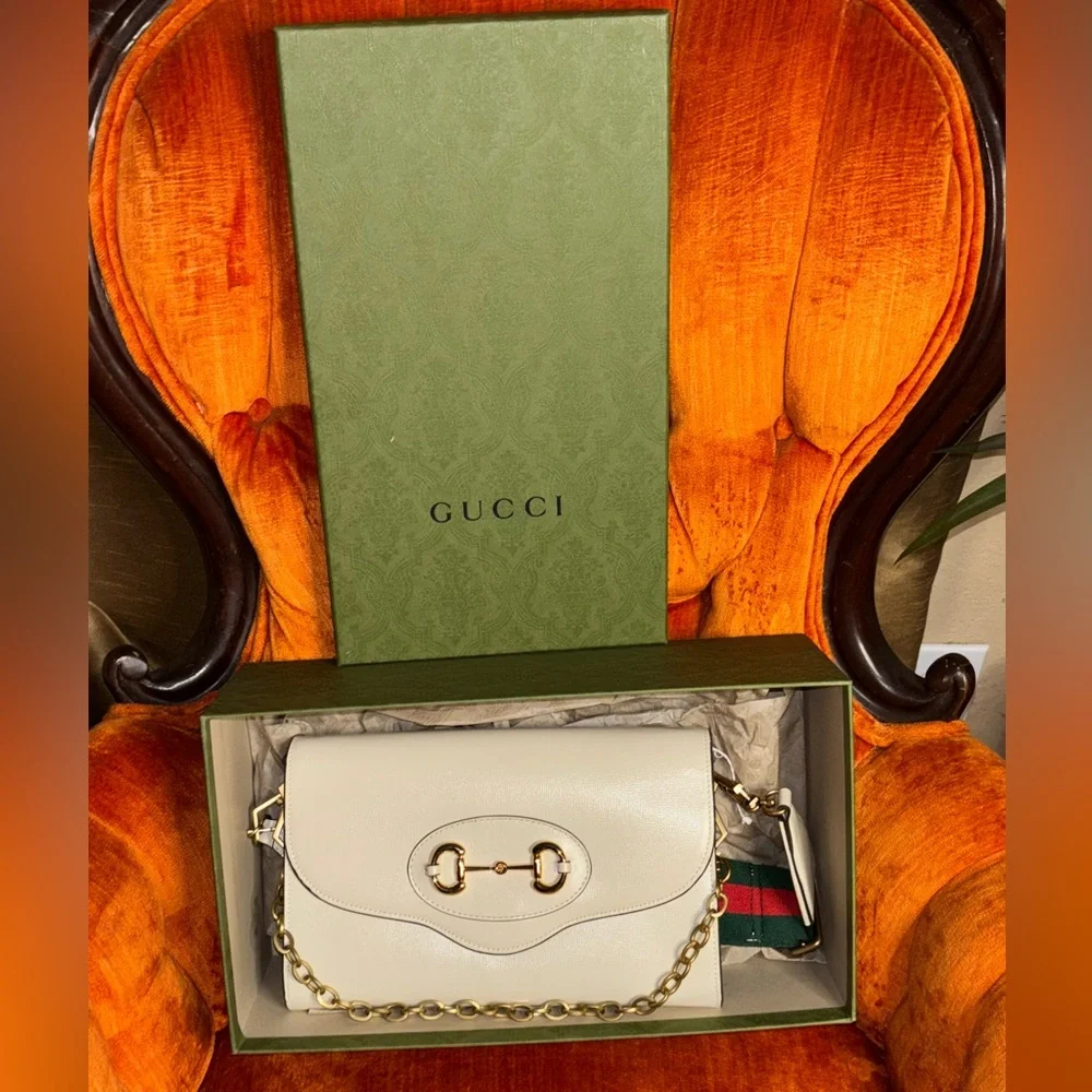 Gucci Horsebit 1955 Crossbody Mini White Leather - Picture 11 of 12